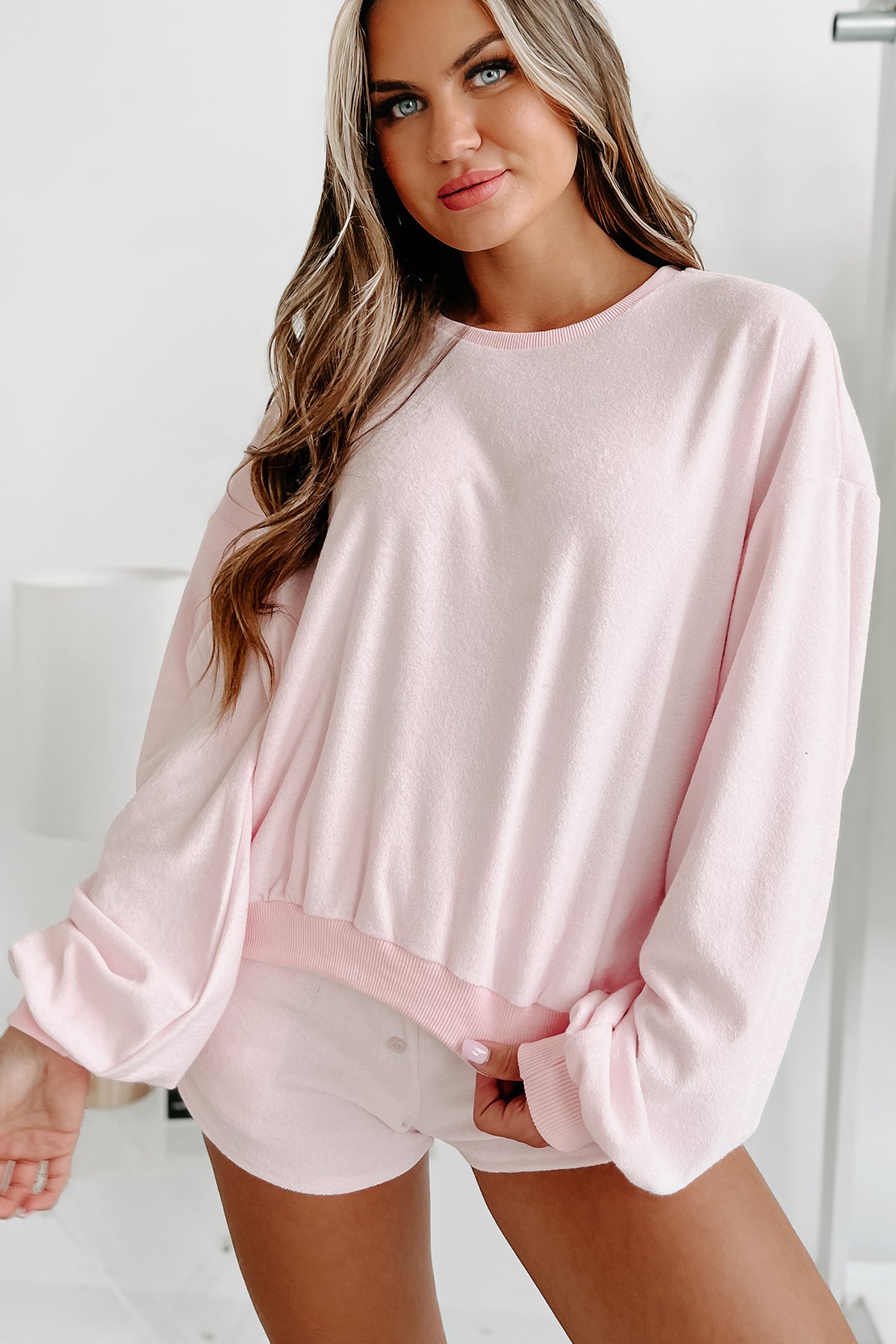 Cozy State Terry Knit Sweatshirt Set the cost Generis Pink) Get Look Sweet lower (Light Shorts for 
