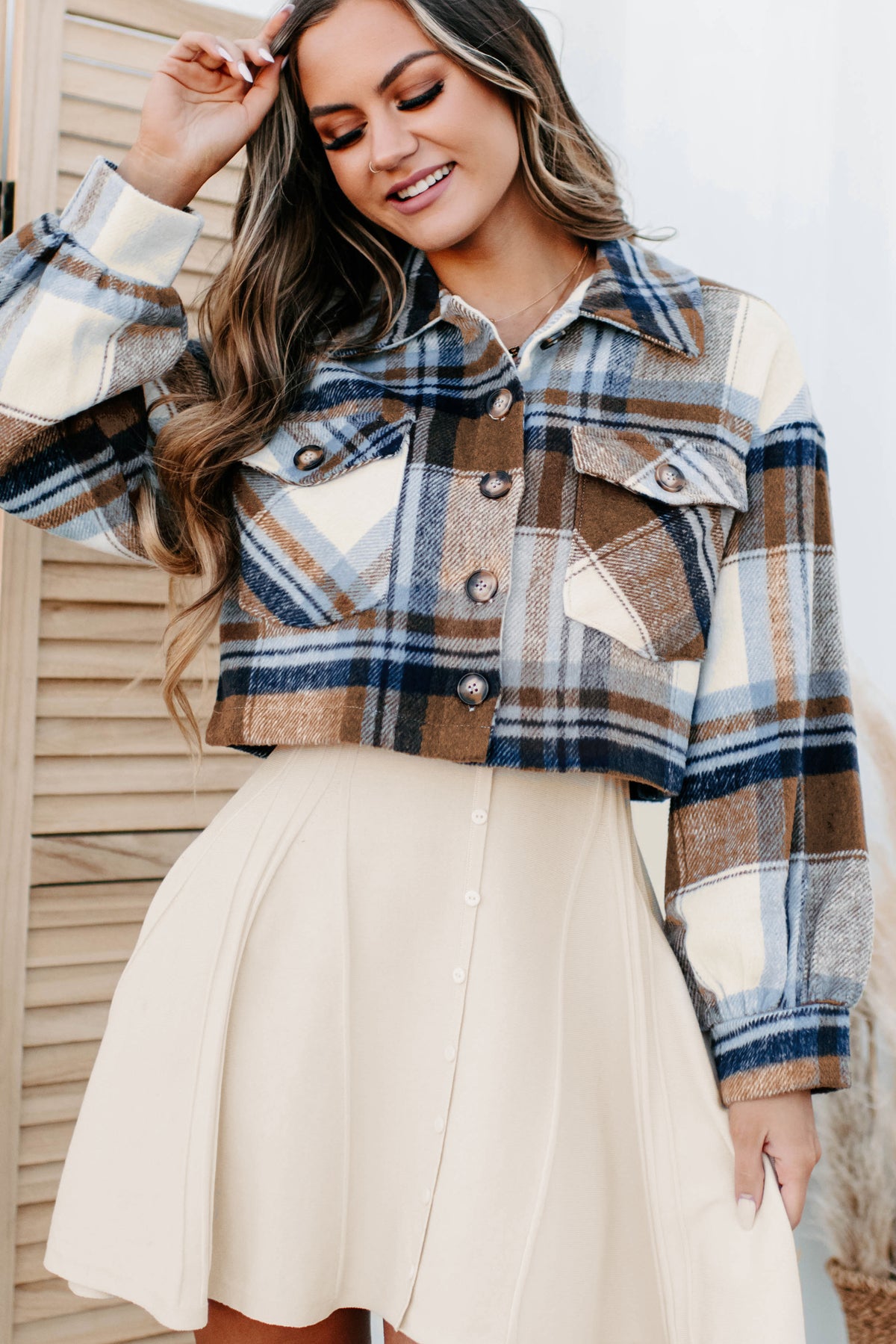 ZQGJB Reduce Cropped Shackets for 2022 Fall Fashion Women Plaid